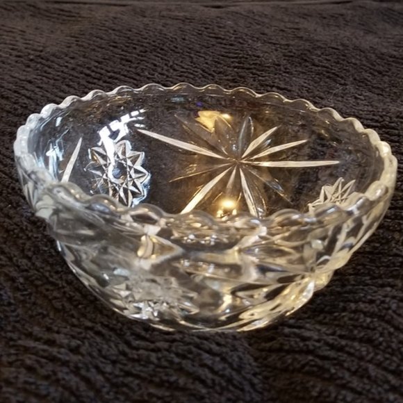 Other - Vintage Cut Glass Scalloped Edge Candy/Nut Bowl
